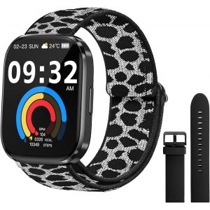 Montre Connect&eacute;e Homme Femme, 2.1"" Smartwatch Avec 113+ Modes Sportifs, Etanche Ip68 Montre Connect&eacute;e Sport Avec Podometre/Cardio/Moniteur De Sommeil Pour Ios/Android&iquest;Imprim&eacute; L&eacute;opard Clair&iquest;[Z2060] - Neuf