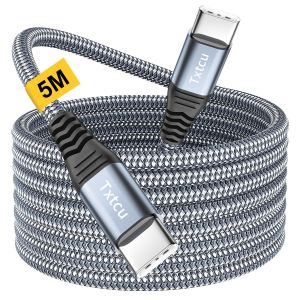 C&acirc;ble Usb C Vers Usb C 5M, Pd Charge Rapide 60W C&acirc;ble Usb Type C Nylon Tress&eacute; Compatible Avec Iphone 15 Plus/Pro/Max,Samsung Galaxy S24 Plus/Ultra S23/A54/A34,Ipad Pro Air, Macbook Pro, Google - Neuf