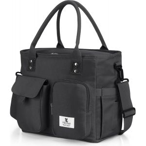 TZF-Sac Isotherme Repas 18L pour Femmes, Sac Lunch Box avec Bandoulière Réglable Amovible, Sac Isotherme pour Petit-déjeuner/Travail/Picnic/Déjeuner/Plage/Voyage/Camping (Noir) - Neuf