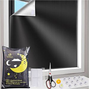 Store Occultant Sans Percage 300 X 145cm Ont 12 Ventouses Et 20 Attaches Auto-Adh&eacute;sives, 100% Store Occultant Portable Pour Chambre, B&eacute;b&eacute; Chambre, Grenier, Bureau, Caravane - Neuf