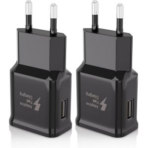 2-Pack Chargeur USB Adaptateur Secteur Connecteur de Charge Compatible avec Samsung Galaxy S8,S8+,S9,S10,S10 Plus,S10e,S7,A50, A51,A30,A13,A03,Z Flip3,Z Fold2, Chargeur Telephone Chargeur Rapide - Neuf