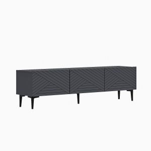 Meuble TV en bois "Felix" 160 x 31,4 x 44,1 cm - Anthracite - Neuf