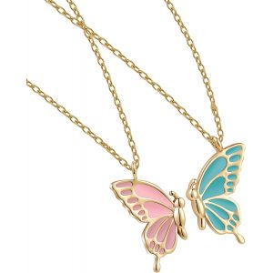 Kal-2 Colliers D'amitié Papillon Bff, Meilleurs Colliers D'amitié Pour Filles, Cadeaux De Bijoux D'anniversaire Pour Petites Amies (Doré) - Neuf