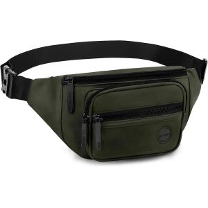 KALANKA-Sac Banane pour Femme et Homme, Sac Banane Stylé avec 4 Poches Zippées, Etanche, Ceinture Réglable, pour Le Cyclisme, la Course, Les Voyages, et l'extérieur (Vert de l'armée) - Neuf