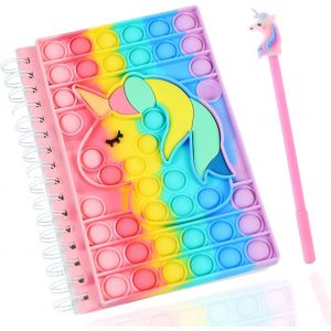 KAL-Ensemble De Papeterie Fidget Pop, Jouets Anti Stress Carnet Pop It Avec Stylo À Bille, Cahiers À Spirales Avec Papier Ligné, Soulager Le Stress Cadeaux Fidget Toys Pour Enfants Adolescents - Neuf