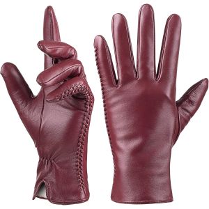 Genuine Sheep Leather Gloves For Women Winter Warm Touch Screen Text Cashmere Lined Driving Motorcycle Gloves"".[J670] - Neuf