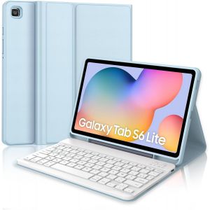 Coque Clavier Samsung Tab S6 Lite, Détachable AZERTY Français Clavier Étui pour Samsung Galaxy Tab S6 Lite 10.4"" 2024/2022/2020, Bleu Ciel - Neuf
