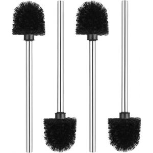 Set De 4 Brosses De Toilette Noir,Brosse De Toilette Avec Un Diam&egrave;tre De 7.5cm,Brosse De Toilette Poign&eacute;e En Acier Inoxydable Avec T&ecirc;te De Brosse De Toilette De Rechange - Neuf
