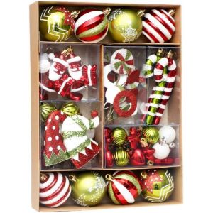 (Rouge + Vert + Blanc) 50 Pcs Clair Anti-Boules De No&euml;l Ornements Suspendus Arbre De No&euml;l Boules De No&euml;l, D&eacute;coration De Partie - Neuf