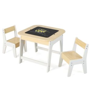 Ensemble De Table Et 2 Chaises Enfants 60 X 60 X 49 Cm Rangement Cach&eacute; Ergonomique Moderne En Mdf Blanc Helloshop26 20_0013738 - Neuf