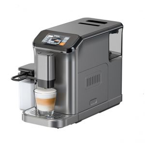 PSH16 Automatic Espresso Machine with TFT Touchscreen (4.3-inch display+digital gauge), 1500W 15-grind coffee, 20Bar dual boiler, built-in milk frother, dual-cup extraction for cappuccino Americano - Neuf