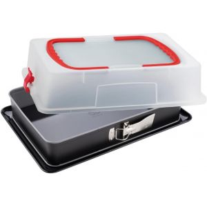 Jexnovashop-1123 Moule &Agrave; Charni&egrave;re Rectangulaire Couvercle De Transport, Plat A Lasagne Rectangulaire, Moule &Agrave; G&acirc;teau Rectangle, Plat Au Four, Plat Lasagne, Acier, Plastique, 42 X 29 X 7 Cm - Neuf