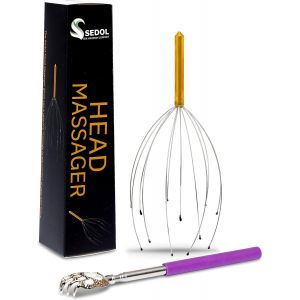 Kal-Sedol Masseur De Tête Portable Et Gratte-Dos Télescopique Extensible Pamper/Massage Set -Outil De Soulagement Des Démangeaisons/Stress Pour Stimuler La Croissance Des Cheveux Et Gratter Facileme - Neuf
