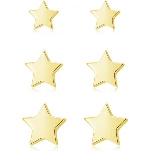 Kal-Lot De 3 Boucles D'oreilles En Argent Sterling 925 Pour Femme - &Eacute;toile, Coeur, Triangle - Hypoallerg&eacute;niques - En Argent 925 - Pour Le Cartilage - Pour Plusieurs Trous D'oreille - 4/5/6 Mm - Neuf