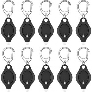 Pack de 10Mini CONDUIT Trousseau Lampe de poche 12 Lumens Portable Ultra Lumineuse à Piles Noir Torche avec le Printemps, d'un Mousqueton pour l'Éclairage d'Urgence (Piles Incluses) - Neuf