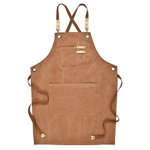Tablier de travail en toile avec sangle réglable multi-poches pour barista, barbier, salon de beauté, marron - Neuf