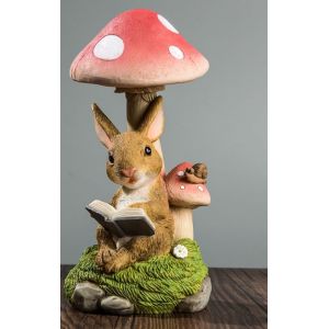Statue De Jardin Champignon Et Le Lapin De La Décoration De L'énergie Solaire, Statue En Résine De Décoration De Jardin Avec Des Accessoires À L'extérieur De La Statue De Champignon Déco - Neuf