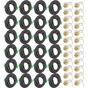 Projecteurs Spot Encastrable Gu10 Set Cadre Avec Douille Céramique Gu10, Rond Blanc Mat Cadre De Montage Spot Led, Orientable A 30°, Ouverture Ø68mm-80mm, Pour Spots De Plafond, Lot De 24 - Neuf