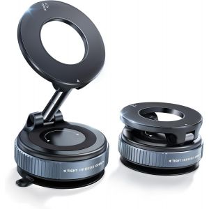 JGD-Support T&eacute;l&eacute;phone Voiture Magn&eacute;tique Ventouse,Compatible avec MagSafe,Porte Telephone Voiture R&eacute;glable &agrave; 360&deg; & Pliable pour iPhone 16 15 14 13 12 Pro Max Plus 16E,sur Miroir/Verre/Gym,Noir - Neuf