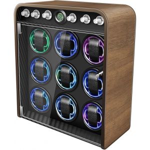 Remontoir De Montre Pour Montres Automatiques, Bo&icirc;te Remontoir 9 Emplacements Pour Rolex, Moteur Silencieux, 4 Modes De Rotation, Lumi&egrave;res Led Int&eacute;gr&eacute;es, Cadeau Pour Homme - Neuf