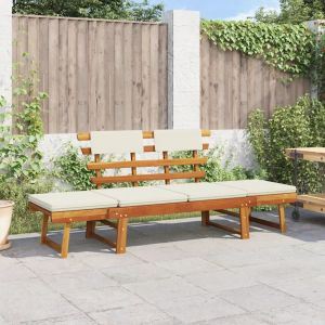 Prolenta Premium - Banc De Jardin Avec Coussins 2-En-1 190 Cm Bois Solide D'acacia - Neuf