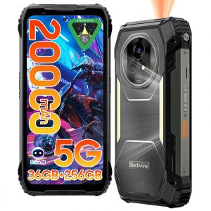 Blackview XPLORE 2 Projector 5G T&eacute;l&eacute;phone Portable Incassable 20000mAh 36Go+256Go/2To Android 15 6.73" NFC/AI/Dual SIM - Noir - Neuf