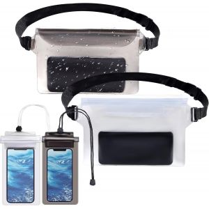 Checarzhn--No1-Pochette Étanche Téléphone 4 Pièces Pochette Waterproof Telephone Et Noir Et Blanc Sac Banane Étanche Protege Smartphone Eau Pour Nautique,Pêche,Kayak,Baignade - Neuf