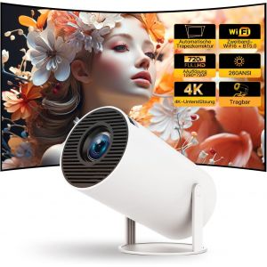 ChenQuanSarl-Mini Vidéoprojecteur Avec Android Tv, 1080P 4K, Rotation À 180°, Avec Wifi 6 & Bluetooth 5, Mini Projecteur Portable Pour Téléphone/Tv Stick/Hdmi/Ps5/Ios - Neuf