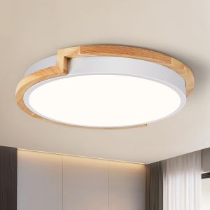 LIUX-Plafonnier,Plafonnier Blanc 30Cm,Lampe Led 24W Avec Bois Pour Chambre,Salon,Cuisine,Salle À Manger,Couloir 4000K - Neuf