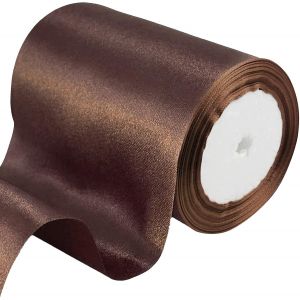 Kal-Ruban Satin Caf&eacute; 10cm De Large,23m Ruban Cadeau,Ruban Couture Pour Gros Noeud Cadeau,Ruban Satin Soie Pour D&eacute;coration Mariage,L'artisanat D&eacute;coration Maison,F&ecirc;te G&acirc;teau,Emballage G&acirc;teau - Neuf