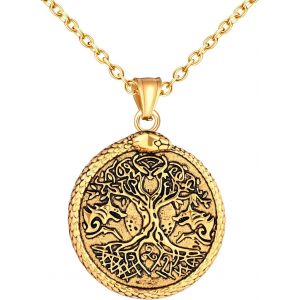 Kal-Collier M&eacute;daillon En Acier Inoxydable Pour Hommes Cr&eacute;ative Pendentif Arbre De Vie Colliers Avec Serpent Hip Hop Bijoux Fantaisie Adolescents D&eacute;coration - Neuf