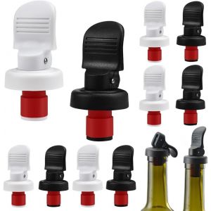 CHECARZHN--NO1-10 Pcs Bouchon Bouteille Vin En Plastique Bouchon Bouteille Champagne Avec Anneau D'Étanchéité En Silicone Bouchon Bouteille Hermétique Bouchon Bouteille Alcool Réutilisable Pour Vin B - Neuf