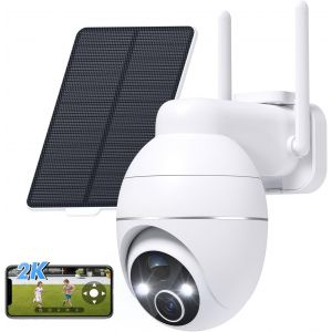 lbgwp60-3Mp Camera Surveillance Wifi Exterieure Sans Fil Batterie - 2.4Ghz Caméra De Surveillance, Autonomie Du Panneau Solaire, 360° Ptz, Vision Nocturne Couleur, Pir Sirène (3Mp) - Neuf