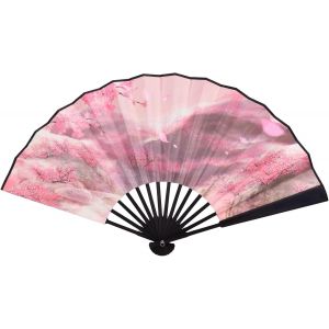 Kalanka-Qaixwuyi Grand Éventail Pliable De 20,3 Cm - Ventilateur Manuel - Éventail Chinois - Rose - Ventilateur En Tissu - Pour Décoration Murale, Anniversaire, Fête, Mariage, Cosplay - Neuf