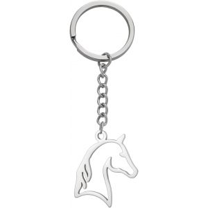 KAL-Porte-Clés Cheval Tête De Cheval Mignonne En Acier Inoxydable Charm Pour Clés De Voiture Ou Portefeuille - Neuf