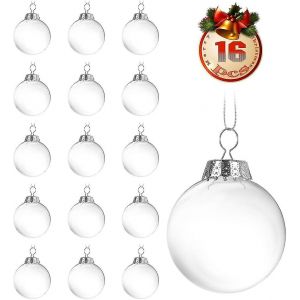 Transparent Boules de No&euml;l, 16pcs Clair Balle en Plastique R&eacute;utilisables, Arbre de No&euml;l Boules de No&euml;l, De - Neuf