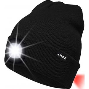 Jgd-8led Bonnet Lumineux En Tricot, Capuchon De Lampe-Phare Rechargeable Usb Et Lampe De Signalisation &Eacute;tanche Ultra-Brillante Et Feu Clignotant Rouge - Neuf