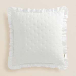 Kalanka-Housse De Coussin Molly 45 X 45 Cm Taie D'oreiller Pour Coussins Canap&eacute; Avec Fermeture &Eacute;clair Invisible Un Charmant Volant Blanc, 1 Pi&egrave;ce - Neuf