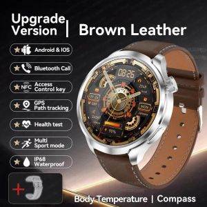 2024 Nouveau Pour Huawei Gps Sport Smartwatch Hommes 1.85 Amoled Écran Boussole Altimètre Fréquence Cardiaque Bp Nfc Bluetooth Appel Montre Intelligente-Cuir Brun - Neuf