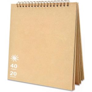 Album Photo Adh&eacute;sif, 18x18cm Album Photo Scrapbooking Vide en Papier Kraft &agrave; Couverture Rigide, Livre Fait &agrave; La Main DIY Album Spirale 40 Pages, pour Pr&eacute;servation B&eacute;b&eacute; Croissance,Mariage - Neuf