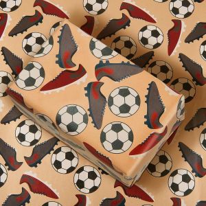 6 Feuilles Papier Cadeau De Football Papier D'emballage Cadeau De Dessin Animé Papier D'emballage D'anniversaire Mignon Pour Enfants Rouleau De Papier Cadeau Amusant 70 X 50 Cm Pour Garçons - Neuf