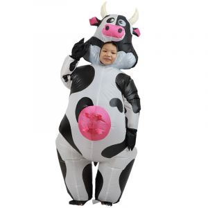 Costume D'halloween De Luxe De Vache Gonflable Noir Et Blanc Pour Enfant (7-10 Ans) - - Neuf