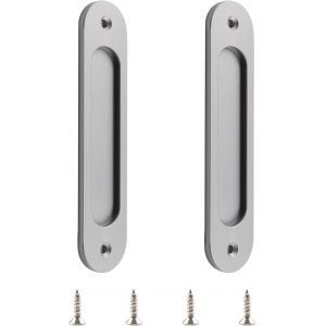 Poignée de porte coulissante ovale en alliage d'aluminium mat avec vis pour porte de grange coulissante - Neuf