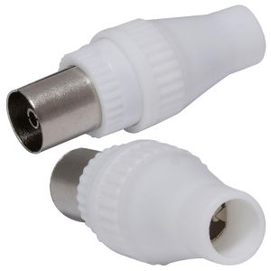 Lot de 2 fiche/prise/connecteur d'antenne RF femelle droit TV pour c&acirc;bles coaxiaux - SAT adaptateur t&eacute;l&eacute; coupleur - Neuf