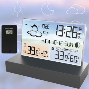 SUBZONAL-Station m&eacute;t&eacute;o num&eacute;rique sans Fil, pr&eacute;visions m&eacute;t&eacute;orologiques, Montre de Bureau &eacute;lectronique avec capteur, r&eacute;veil avec r&eacute;tro-&eacute;clairage, thermom&egrave;tre barom&egrave;tre hygrom&egrave;tre, 5 Types de m&eacute;t&eacute;o - Neuf