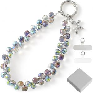 Mdy-Bracelet En Cristal Pour Téléphone Portable, Chaîne À Breloques De Téléphone Portable, Porte-Clés, Lanière De Téléphone Avec Lanière De Maintien, Bracelet Mains Libres, Pour Femme, Bleu - Neuf