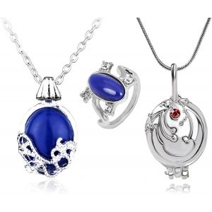 Kal-The Vampire Diaries Lot De 13 Colliers Avec Pendentif En Forme De M&eacute;daillon Ouvrant Katherine Saphir Elena Gilbert, Alliage De Zinc, Sans Pierre Pr&eacute;cieuse, Argent&eacute; - Neuf