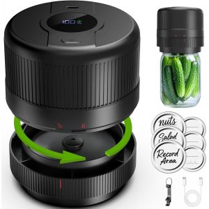 Machine Sous Vide pour Bocaux en Verre,Scelleuse sous Vide Bocaux,Mason Jar Vacuum Sealer pour Bocaux à Ouverture Normale,Affichage LCD,Conservation des Aliments et Fermentation - Neuf