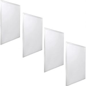 Lot de 4 panneaux LED rétroéclairés, dimensions 30 x 30 cm, puissance 20 W, couleur blanche 6000 K, 3900 lumens, blanc, cadre intégré sur faux plafond type Armstrong, driver [Classe énergétique E] - Neuf