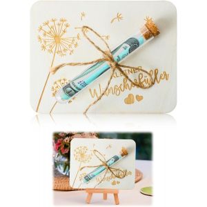 Coffret Cadeau Argent Avec Tube En Verre,Carte Bois Et Ficelle De Chanvre,Emballage Cr&eacute;atif Pour Anniversaire Mariage No&euml;l Confirmation 1 Pi&egrave;ce Naturel Et R&eacute;utilisable - Neuf
